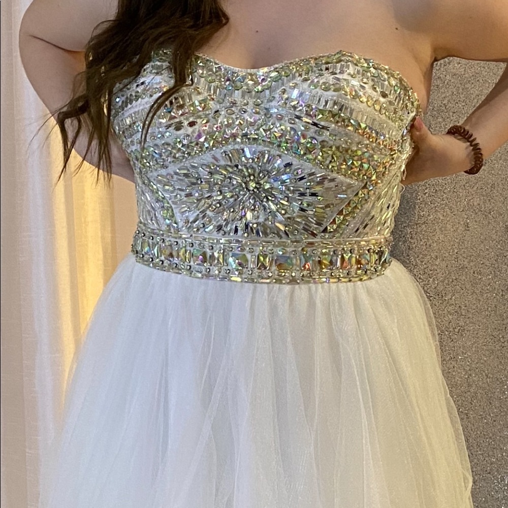 Beaded White Cocktail Dress CORSET BACK